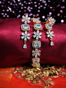 N03010_Lovely designer Rose polished choker necklace embellished with American diamond stones with delicate white stone work.