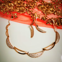 N03011_Lovely designer Rose polished choker necklace embellished with American diamond stones with delicate white stone work.