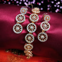 N03012_Lovely designer Rose polished choker necklace embellished with American diamond stones with delicate white stone work.