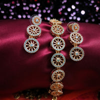 N03012_Lovely designer Rose polished choker necklace embellished with American diamond stones with delicate white stone work.