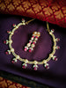 N01196_Elegant design Rose Gold Polished American Diamond choker necklace studded with beautiful dazzling stones with delicate pink work.