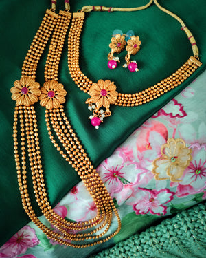 N03084 Grand Choker classic matte gold polished temple jewelry