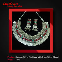 German Silver Necklace with 1 gm Silver Plated