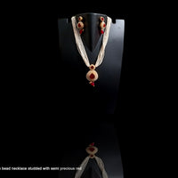N010_Gorgeous white bead  Necklace studded with semi precious stones.