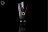 N063_Classy  Matte finish German Silver oxidized pendant followed by magenta crystals.