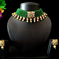 N064_Gorgeous Crystal Choker Necklace with delicate Kundan work embellished with pearls.