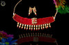 N071_Classy Style crimson red color Crystal Choker Necklace with delicate Kundan work embellished with pearls.