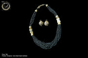 N012_Gorgeous  ivory black bead necklace.