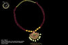N017_Elegant Micro Gold plated Necklace studded with precious pink & green ruby stones & Magenta colored crystals