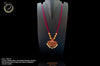 N017_Elegant Micro Gold plated Necklace studded with precious pink & green ruby stones & Magenta colored crystals