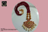 N017_Elegant Micro Gold plated Necklace studded with precious pink & green ruby stones & Magenta colored crystals