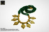 N020_Elegant Micro Gold plated Necklace studded with precious  green ruby stones & green colored crystals