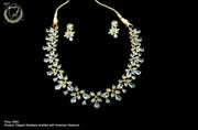N02_Elegant flower designed  base Golden color Necklace  studded with American Diamond.