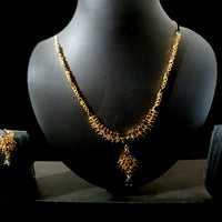 N050_ELEGANT 1 GM MICRO GOLD PLATED NECKLACE STUDDED WITH AMERICAN DIAMOND