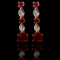 N051_Elegant Micro Gold plated Necklace studded with American Diamond & Pink Ruby stone