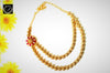 N056_Elegant Micro Gold plated Double Layered Necklace studded with American Diamond & Semi Precious pink Ruby stones