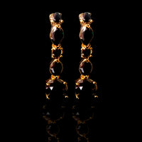 N057_Elegant Micro Gold plated Necklace studded with Black American Diamond  stones.