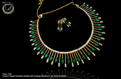 N04_Elegant 1 gm Gold plated Necklace studded with American Diamond.