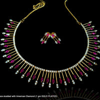 N05_Elegant 1 gm Gold plated Necklace studded with American Diamond.