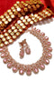 N0544_Lovely rose gold choker necklace embellished with american diamond stones with a touch of pink stones.