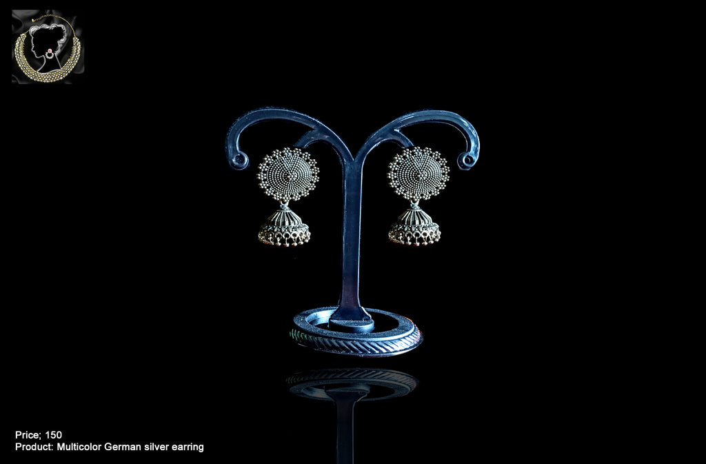 Silver oxidized jumki earring  work for a stunning and stylish look.