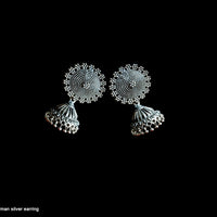Silver oxidized jumki earring  work for a stunning and stylish look.