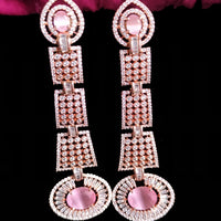 E0868_Designer American diamond embellished grand danglers with a touch of pink stones.