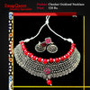 German Oxidize Silver Choker Necklace with red beads