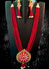 N0121_Classy Grand Crystal necklace set with a grand pendant  studded with stones and with delicate craft work.