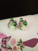 E0755_Lovely flower design studs with a touch of stones.