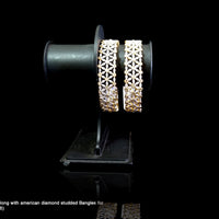 B0119_Classic Style silver Plated along with american diamond studded bangles.